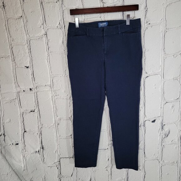 Old Navy Pixie Mid Rise Cropped Pant Womens 8 Regular Navy Flat Front Pant Work - Picture 1 of 5